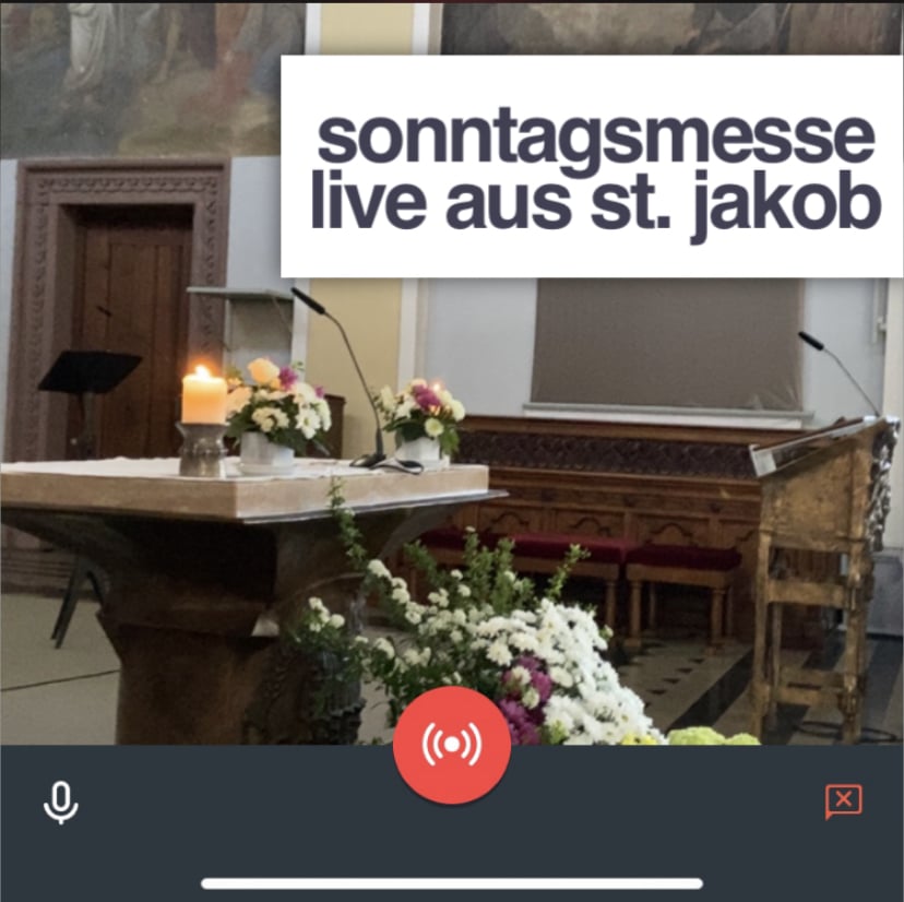 Die Sonntagsmesse aus St. Jakob streamen wir live um 11 Uhr. Danach bleibt sie abrufbar.