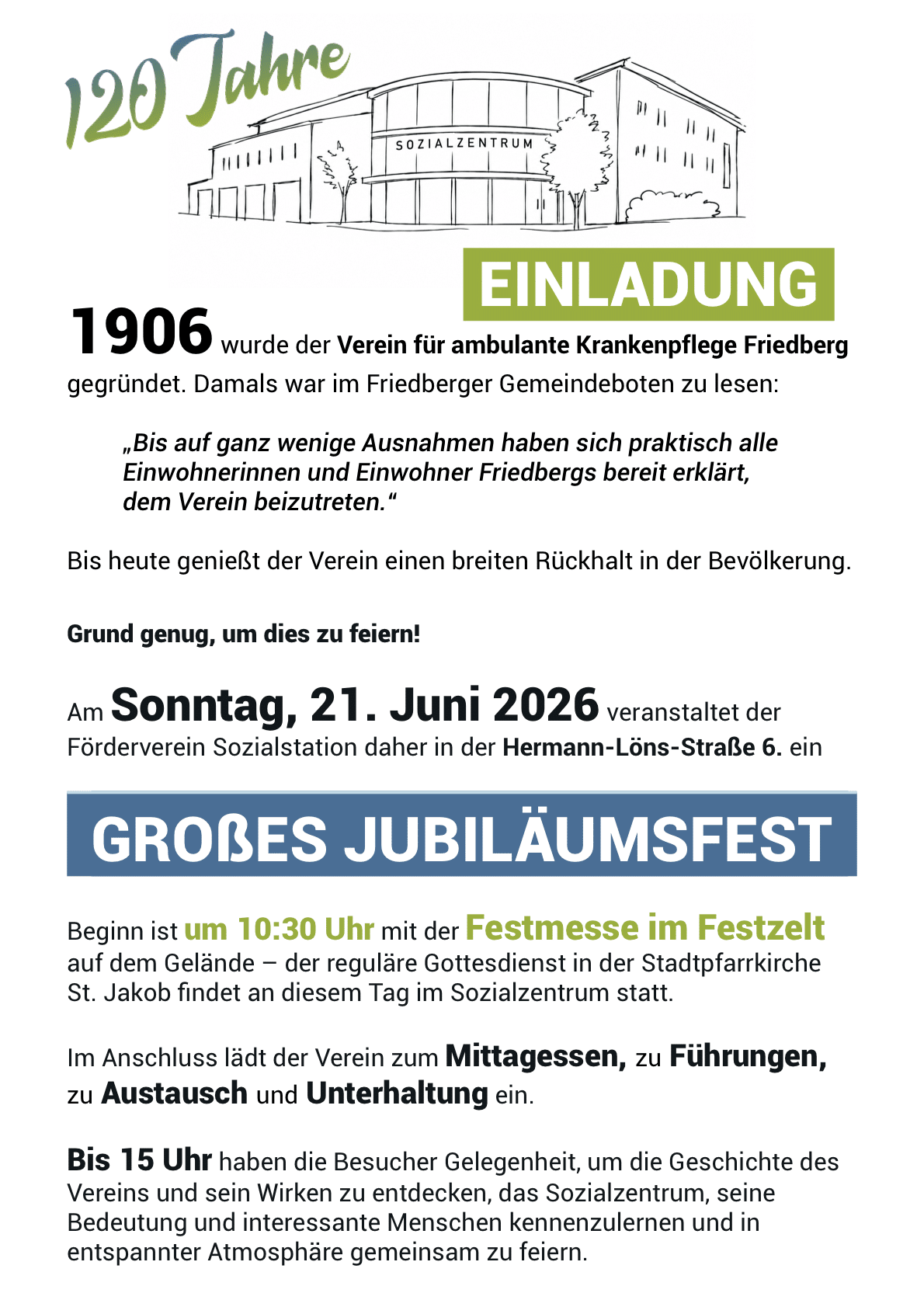 Jubiläum 120 Jahr FöV Sozialstation